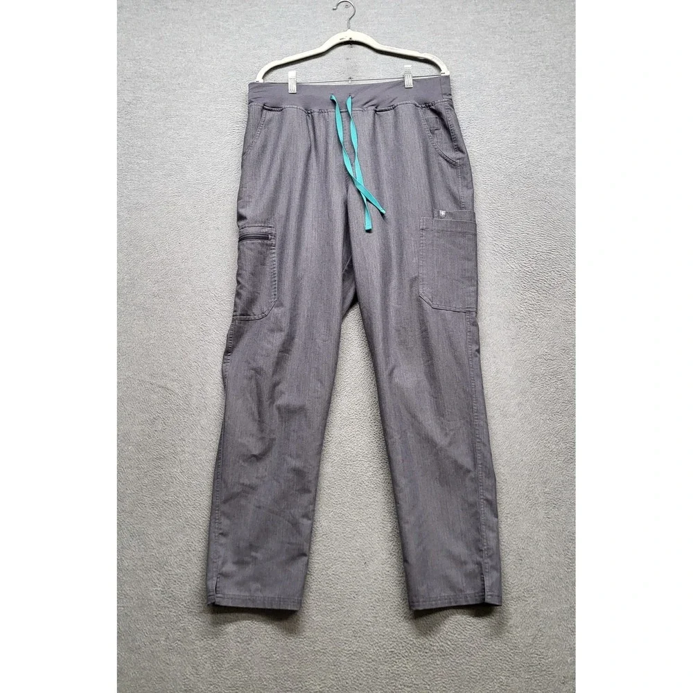 FIGS Women Scrub Pants XLT Gray Yola Skinny Cargo Pockets 31